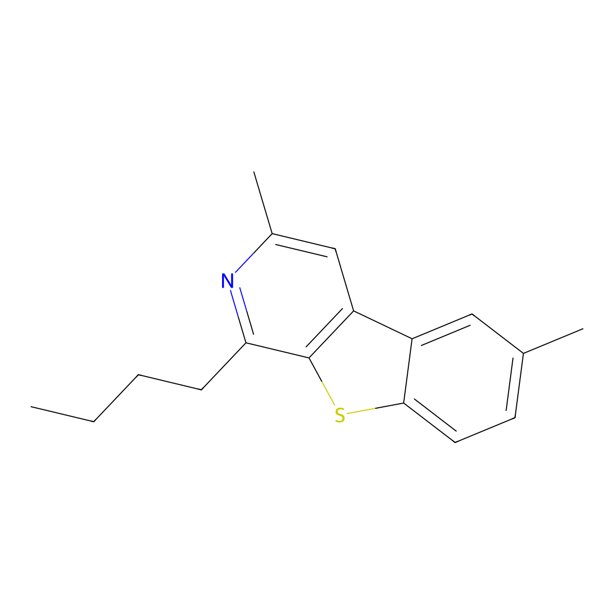 1-Butyl-3,6-dimethyl[1]benzothieno[2,3-c]pyridine molecular structure, CAS 4891-35-4