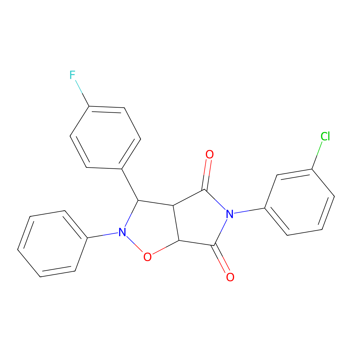 5-(3-chlorophenyl)-3-(4-fluorophenyl)-2-phenyldihydro-2H-pyrrolo[3,4-d][1,2]oxazole-4,6(3H,5H)-dione molecular structure, CAS 4892-92-6