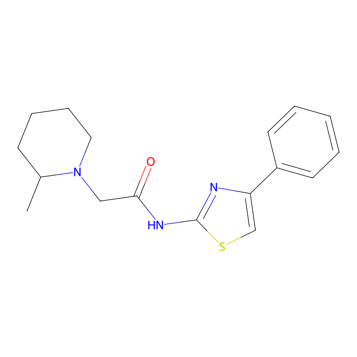 2-(2-methylpiperidin-1-yl)-N-(4-phenyl-1,3-thiazol-2-yl)acetamide molecular structure, CAS 489396-34-1