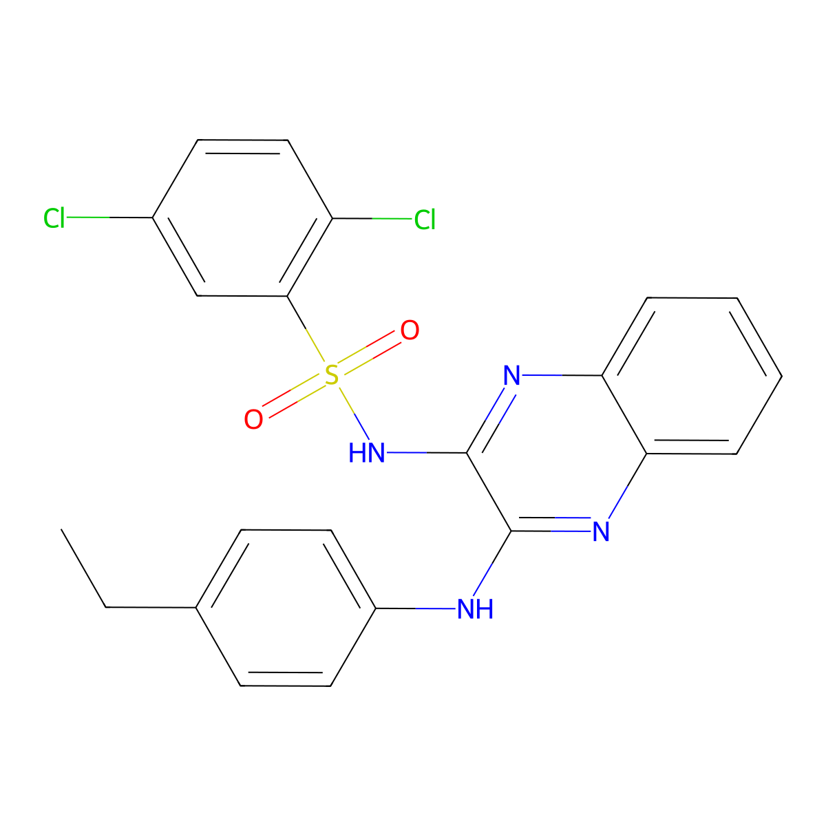 2,5-dichloro-N-{3-[(4-ethylphenyl)amino]quinoxalin-2-yl}benzenesulfonamide molecular structure, CAS 489396-47-6