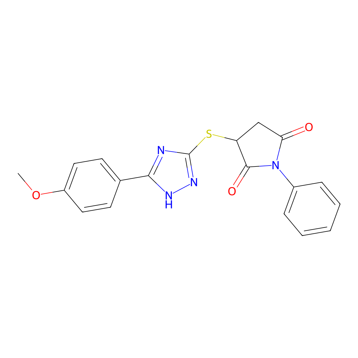 3-{[5-(4-methoxyphenyl)-4H-1,2,4-triazol-3-yl]sulfanyl}-1-phenylpyrrolidine-2,5-dione molecular structure, CAS 489396-56-7