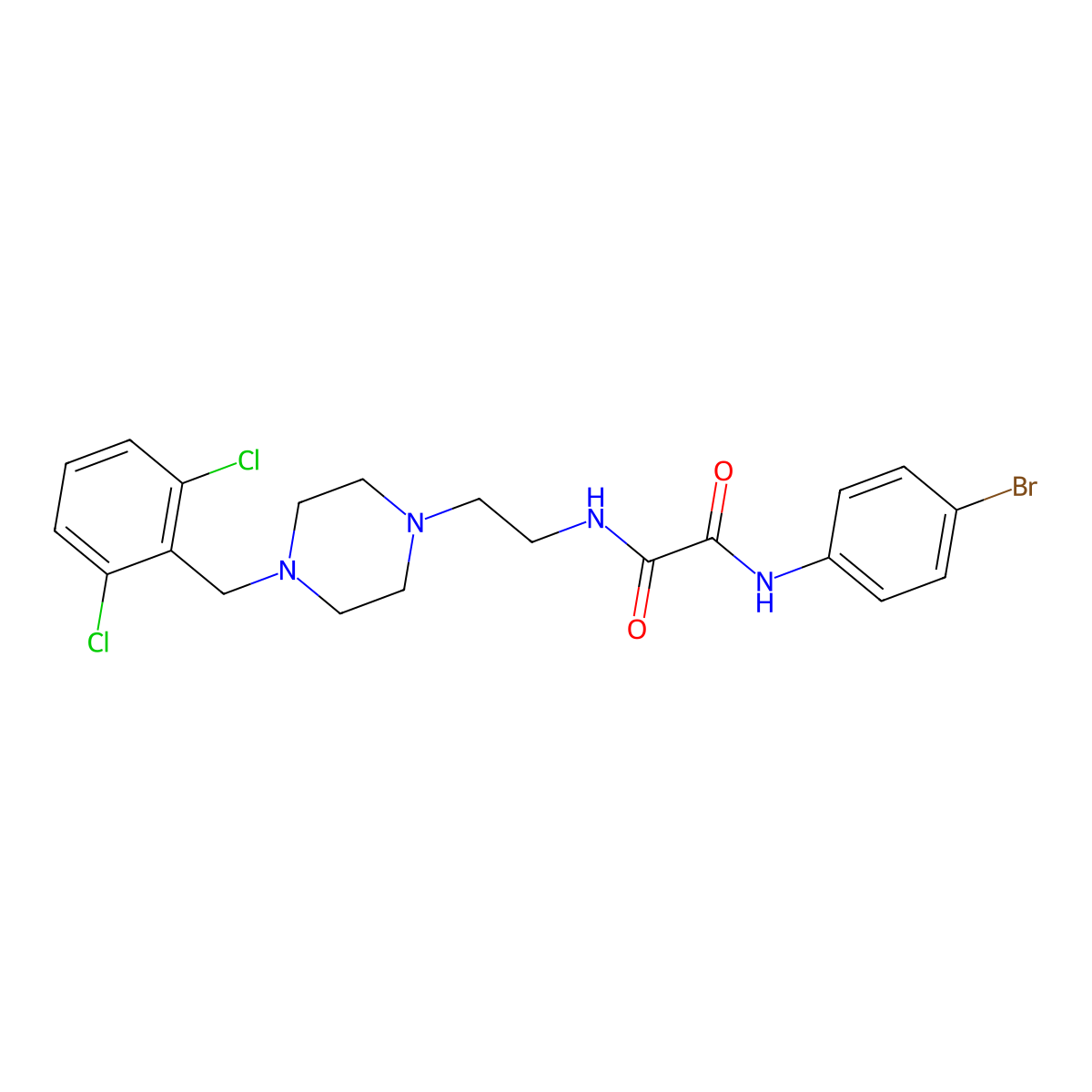 N'-(4-bromophenyl)-N-[2-[4-[(2,6-dichlorophenyl)methyl]piperazin-1-yl]ethyl]oxamide molecular structure, CAS 489396-65-8