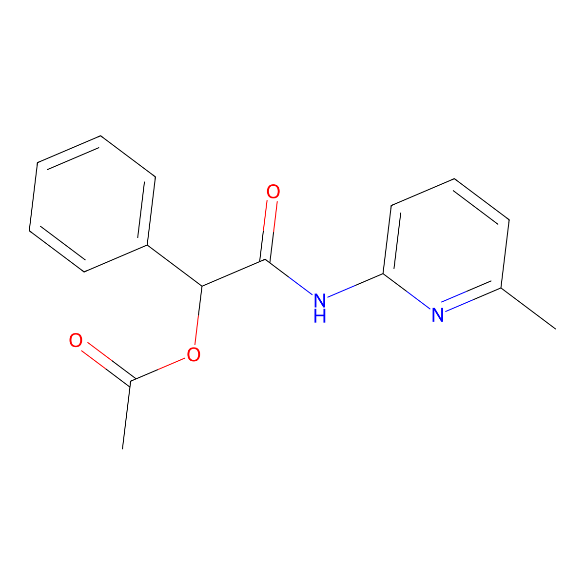 Acetic acid (6-methyl-pyridin-2-ylcarbamoyl)-phenyl-methyl ester molecular structure, CAS 489397-21-9