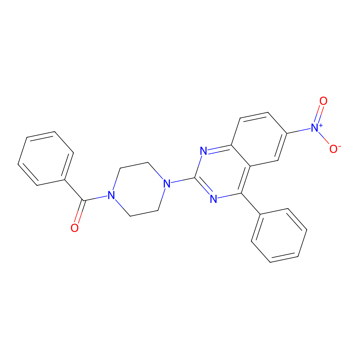 [4-(6-Nitro-4-phenylquinazolin-2-yl)piperazin-1-yl]-phenylmethanone molecular structure, CAS 489397-60-6