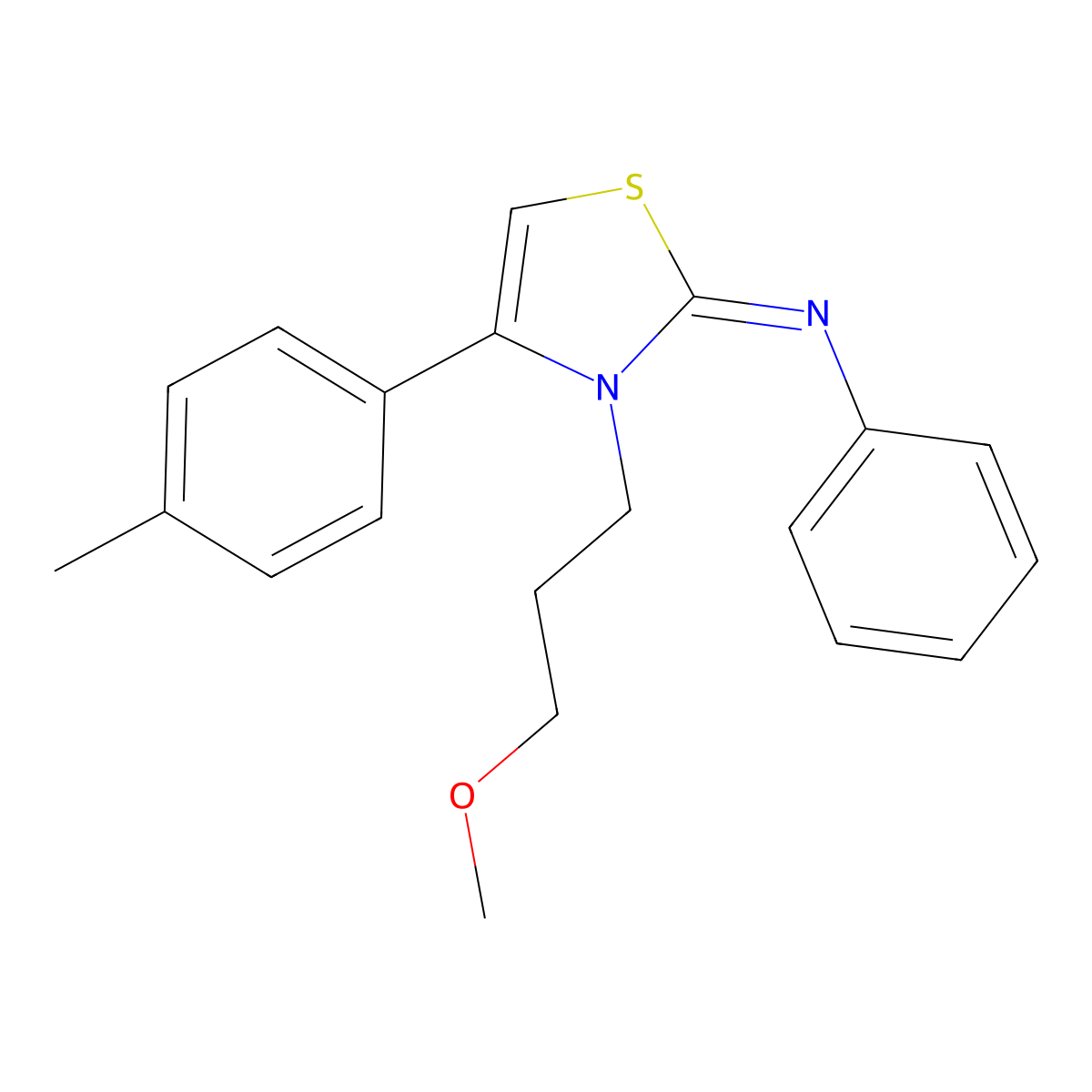 (Z)-N-(3-(3-methoxypropyl)-4-(p-tolyl)thiazol-2(3H)-ylidene)aniline molecular structure, CAS 489397-81-1