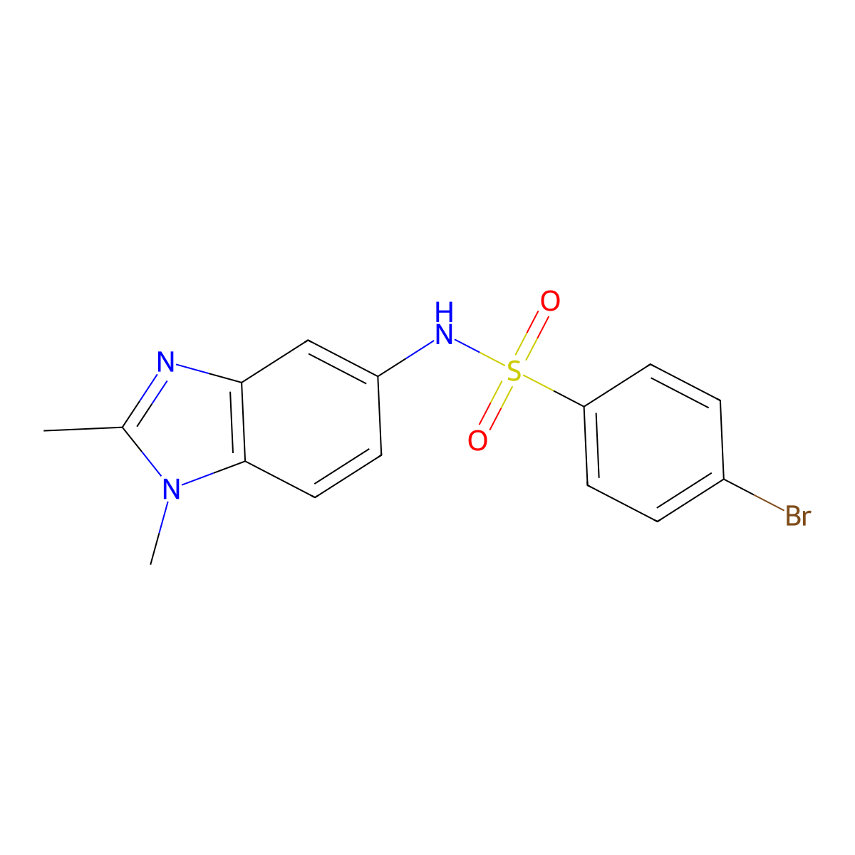 4-bromo-N-(1,2-dimethyl-1H-benzimidazol-5-yl)benzenesulfonamide molecular structure, CAS 489397-82-2