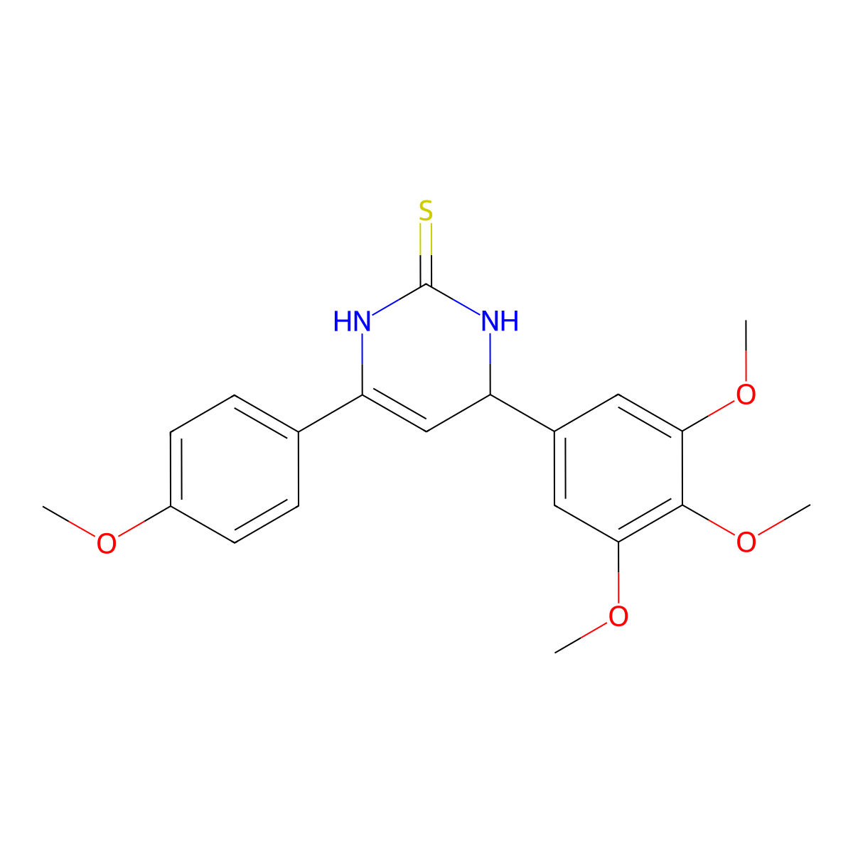 6-(4-methoxyphenyl)-4-(3,4,5-trimethoxyphenyl)-3,4-dihydropyrimidine-2(1H)-thione molecular structure, CAS 489399-09-9