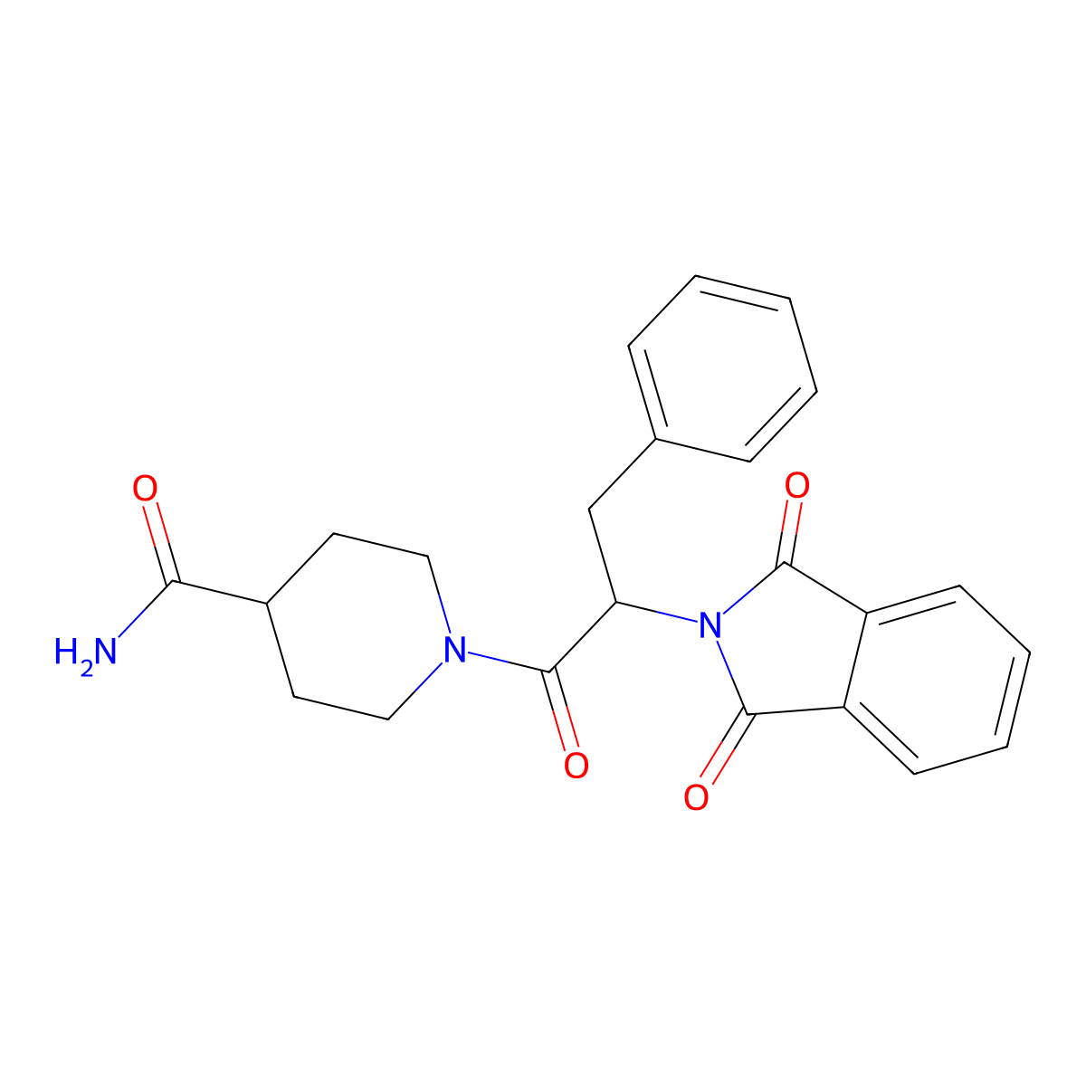 1-[2-(1,3-Dioxoisoindol-2-yl)-3-phenylpropanoyl]piperidine-4-carboxamide molecular structure, CAS 489399-24-8