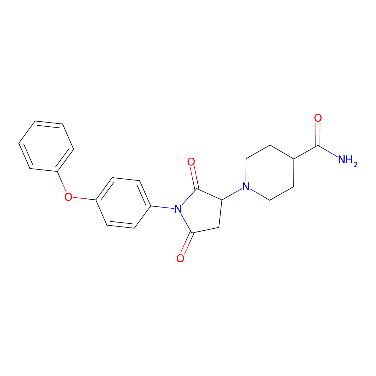 1-[2,5-Dioxo-1-(4-phenoxyphenyl)pyrrolidin-3-yl]piperidine-4-carboxamide molecular structure, CAS 489399-25-9