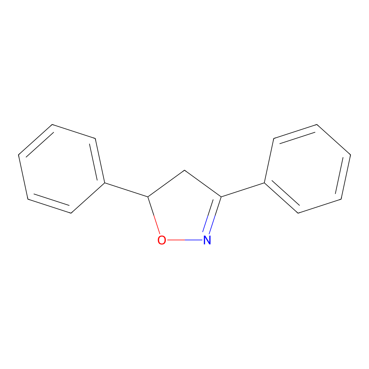 Isoxazole, 4,5-dihydro-3,5-diphenyl- molecular structure, CAS 4894-23-9