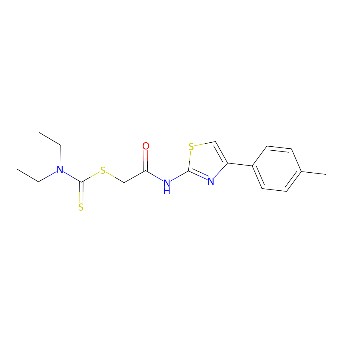 2-{[4-(4-Methylphenyl)-1,3-thiazol-2-yl]amino}-2-oxoethyl diethylcarbamodithioate molecular structure, CAS 489401-58-3