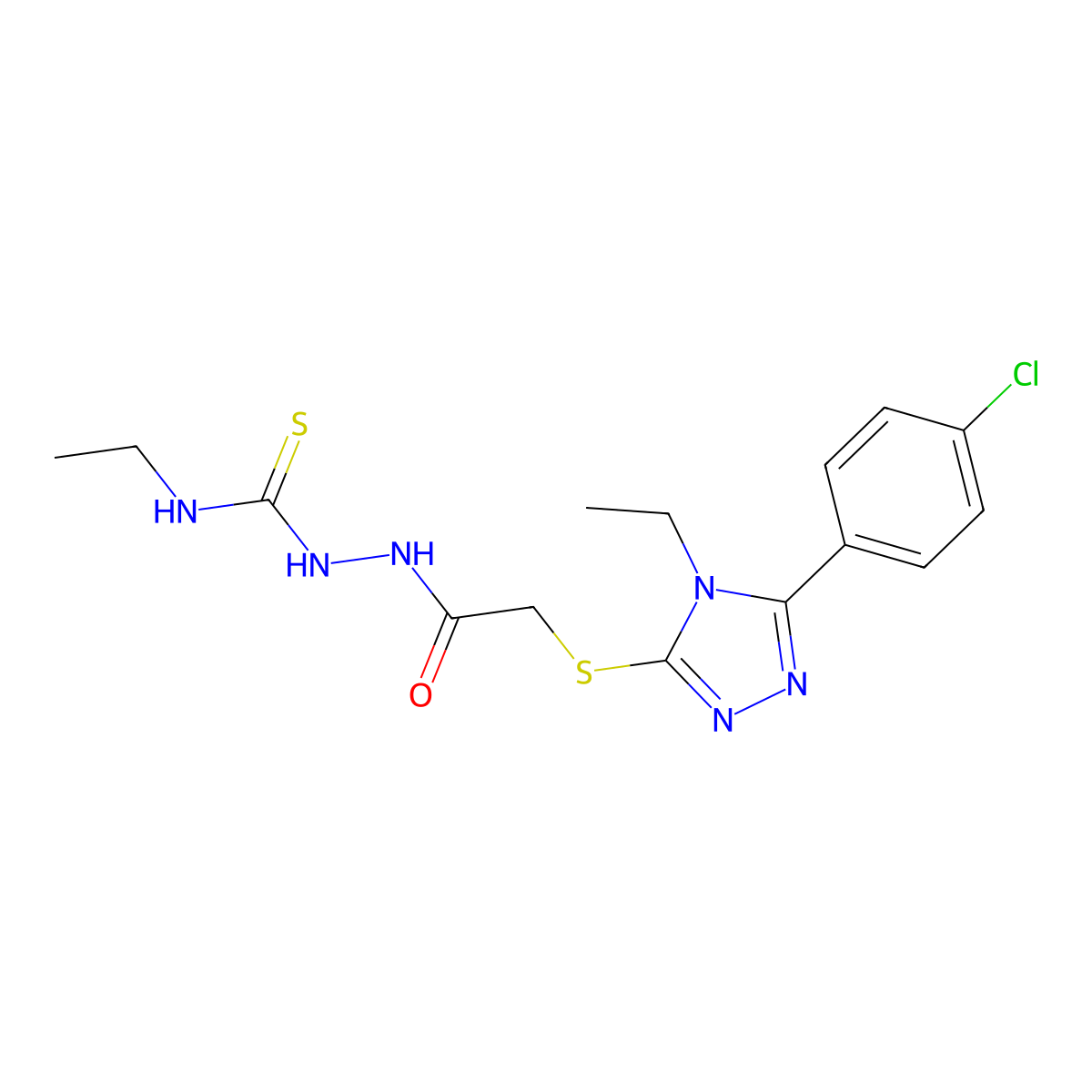 2-({[5-(4-chlorophenyl)-4-ethyl-4H-1,2,4-triazol-3-yl]sulfanyl}acetyl)-N-ethylhydrazinecarbothioamide molecular structure, CAS 489401-65-2