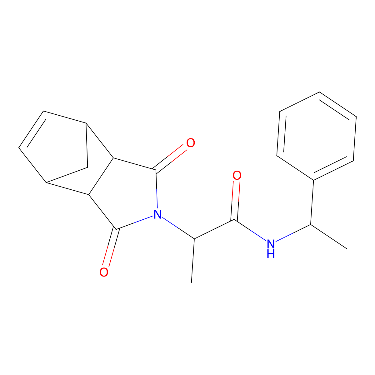 2-(1,3-dioxo-1,3,3a,4,7,7a-hexahydro-2H-4,7-methanoisoindol-2-yl)-N-(1-phenylethyl)propanamide molecular structure, CAS 489401-88-9