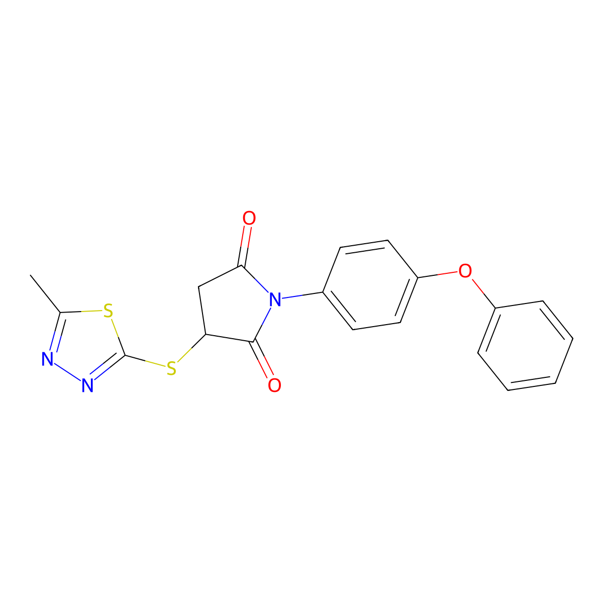 3-[(5-Methyl-1,3,4-thiadiazol-2-yl)sulfanyl]-1-(4-phenoxyphenyl)pyrrolidine-2,5-dione molecular structure, CAS 489402-06-4