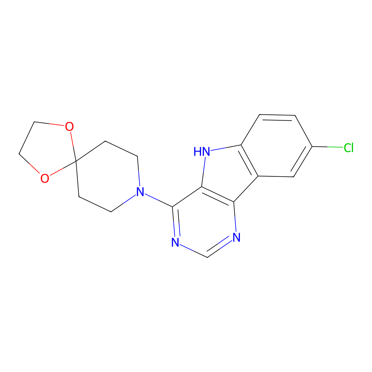 8-(8-chloro-5H-pyrimido[5,4-b]indol-4-yl)-1,4-dioxa-8-azaspiro[4.5]decane molecular structure, CAS 489402-33-7