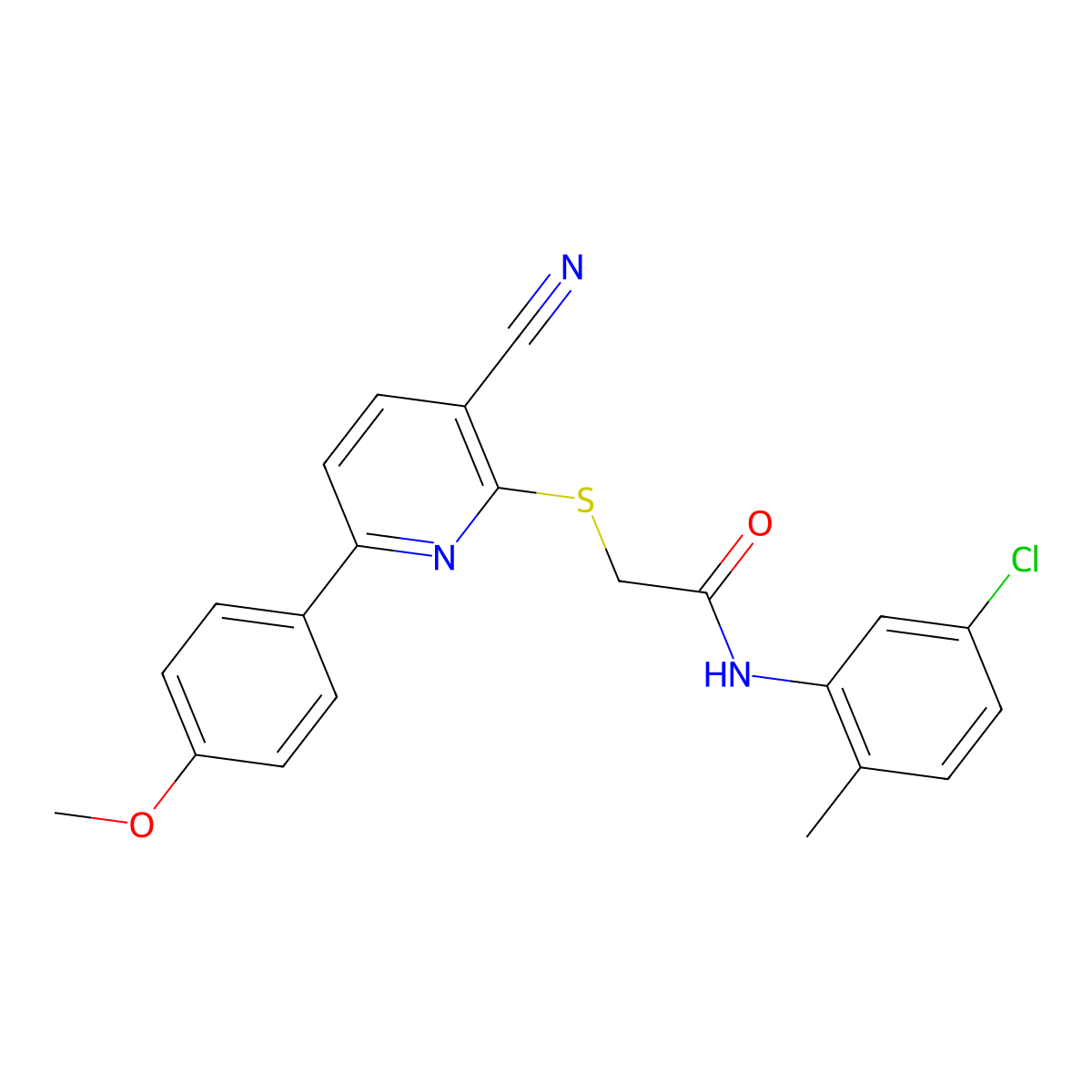 N-(5-chloro-2-methylphenyl)-2-[3-cyano-6-(4-methoxyphenyl)pyridin-2-yl]sulfanylacetamide molecular structure, CAS 489402-73-5