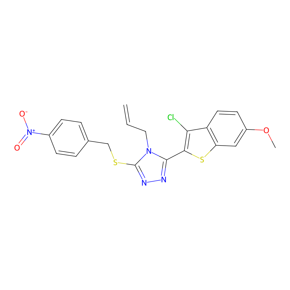 4-allyl-3-(3-chloro-6-methoxybenzo[b]thiophen-2-yl)-5-((4-nitrobenzyl)thio)-4H-1,2,4-triazole molecular structure, CAS 489402-92-8