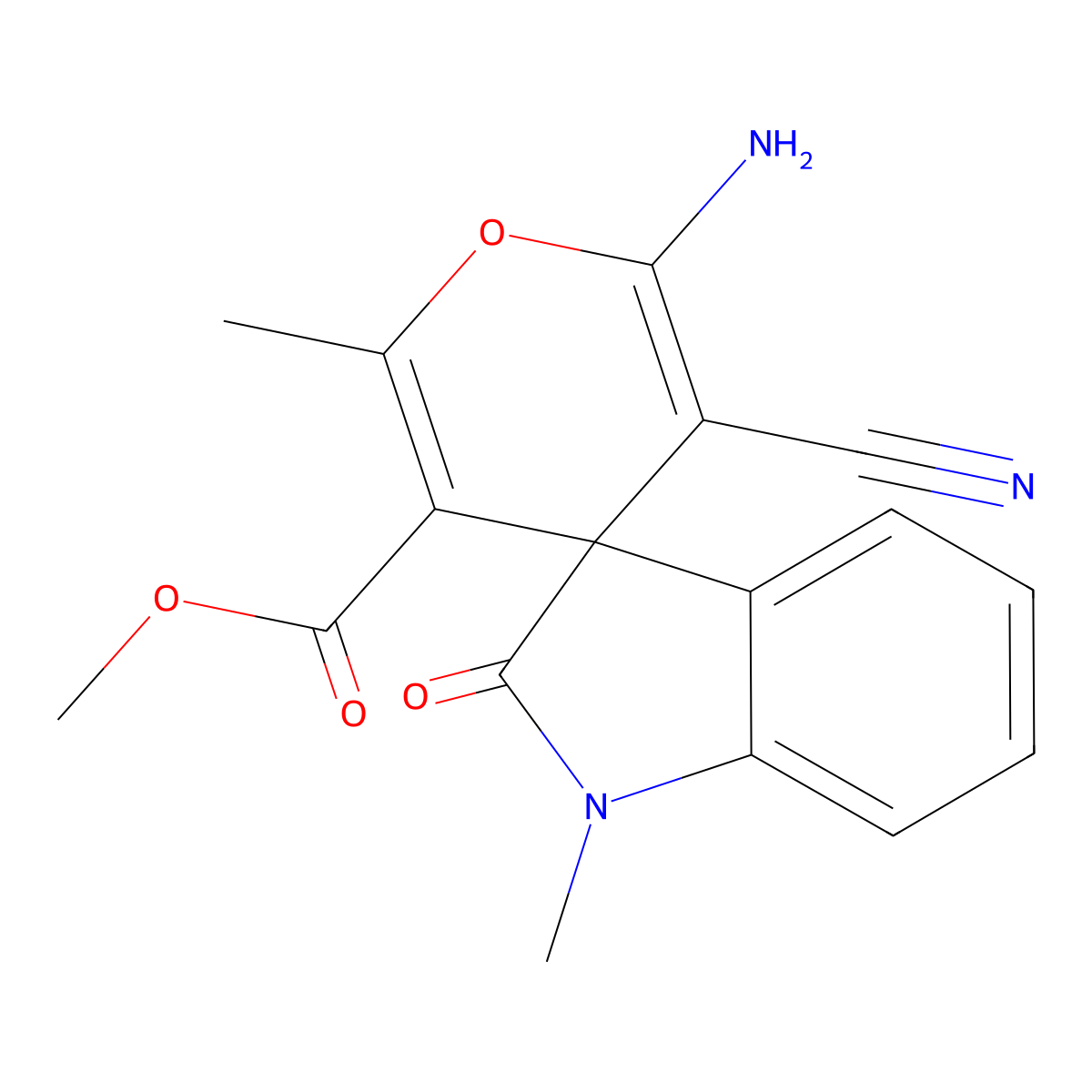 Methyl 6'-amino-5'-cyano-1,2'-dimethyl-2-oxospiro[indole-3,4'-pyran]-3'-carboxylate molecular structure, CAS 489403-04-5