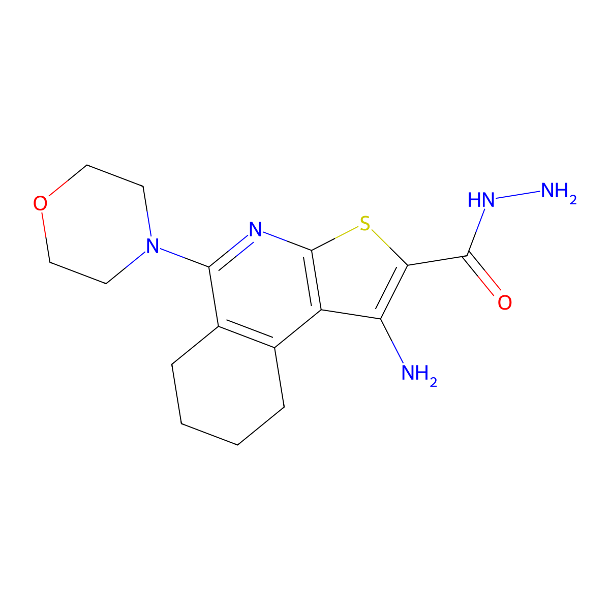 1-Amino-5-morpholin-4-yl-6,7,8,9-tetrahydrothieno[2,3-c]isoquinoline-2-carbohydrazide molecular structure, CAS 489403-08-9