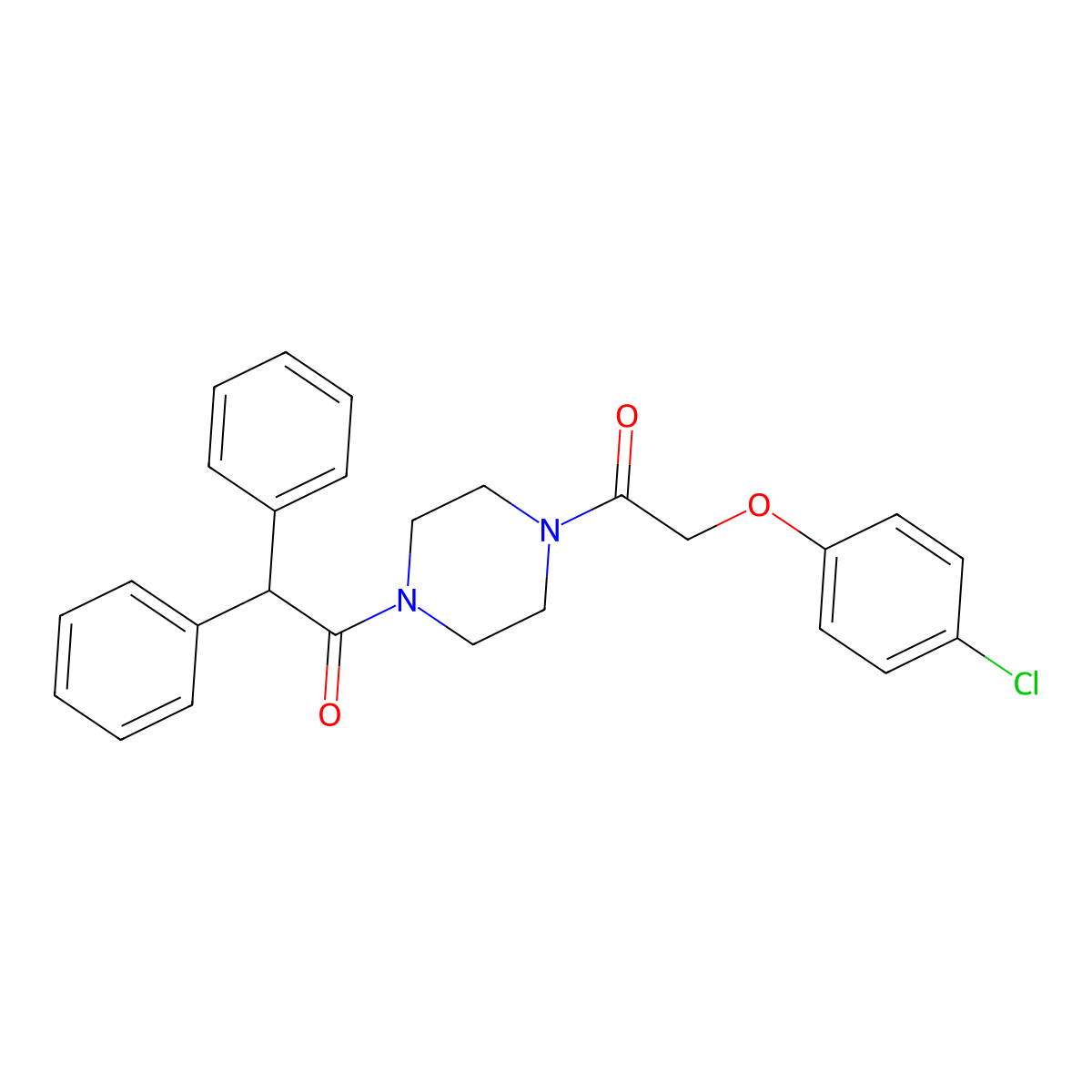1-[4-[2-(4-Chlorophenoxy)acetyl]piperazin-1-yl]-2,2-diphenylethanone molecular structure, CAS 489404-61-7