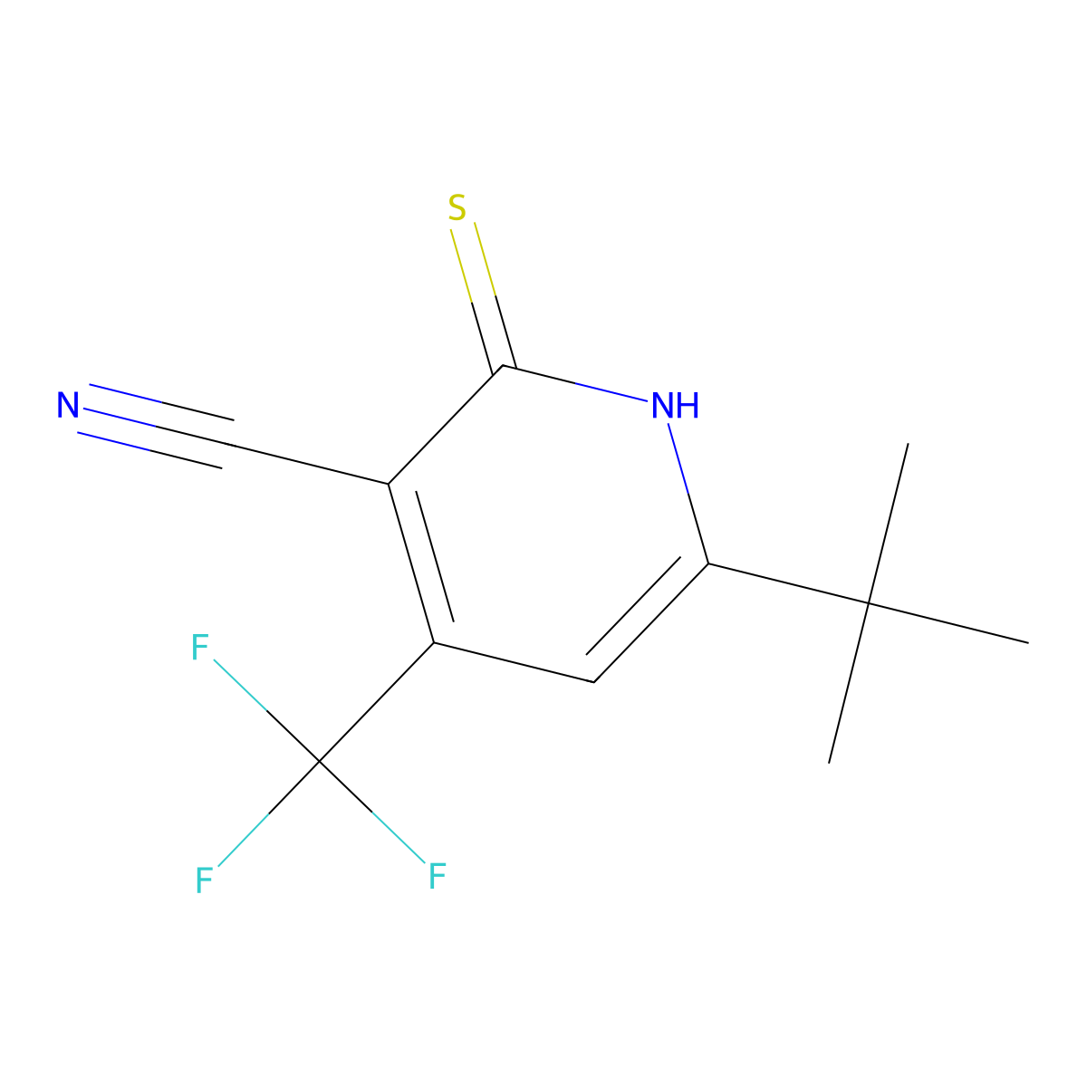 6-(Tert-butyl)-2-sulfanyl-4-(trifluoromethyl)pyridine-3-carbonitrile molecular structure, CAS 489406-12-4