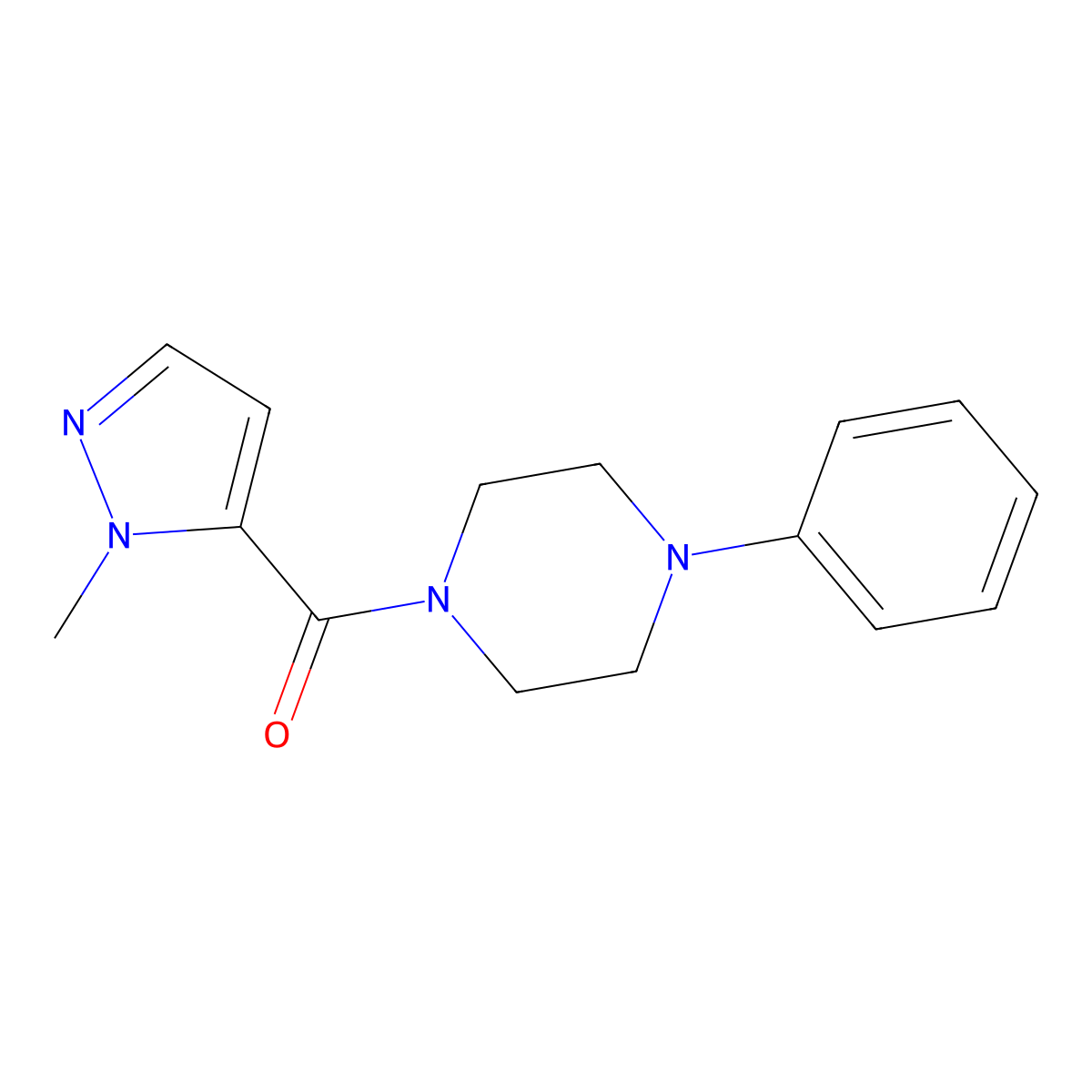 (1-methyl-1H-pyrazol-5-yl)(4-phenylpiperazin-1-yl)methanone molecular structure, CAS 489406-26-0