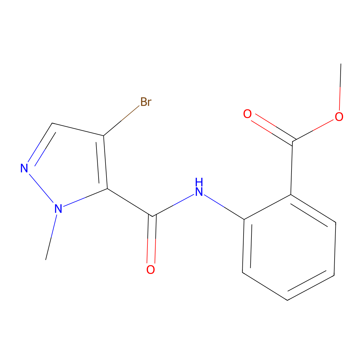 Methyl 2-[(4-bromo-2-methylpyrazole-3-carbonyl)amino]benzoate molecular structure, CAS 489406-42-0