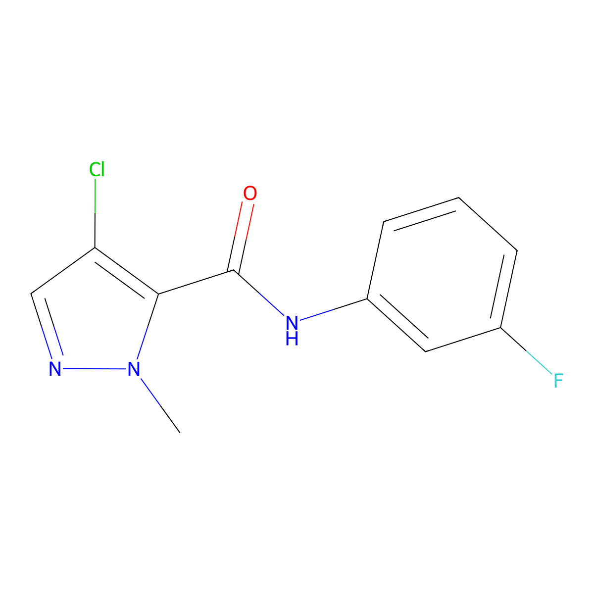 4-chloro-N-(3-fluorophenyl)-1-methyl-1H-pyrazole-5-carboxamide molecular structure, CAS 489406-45-3