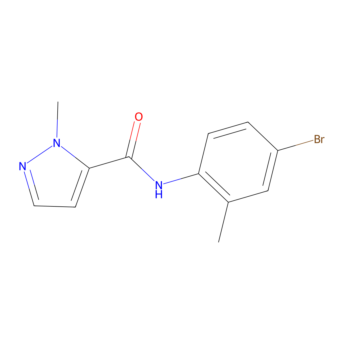 N-(4-bromo-2-methylphenyl)-1-methyl-1H-pyrazole-5-carboxamide molecular structure, CAS 489406-48-6