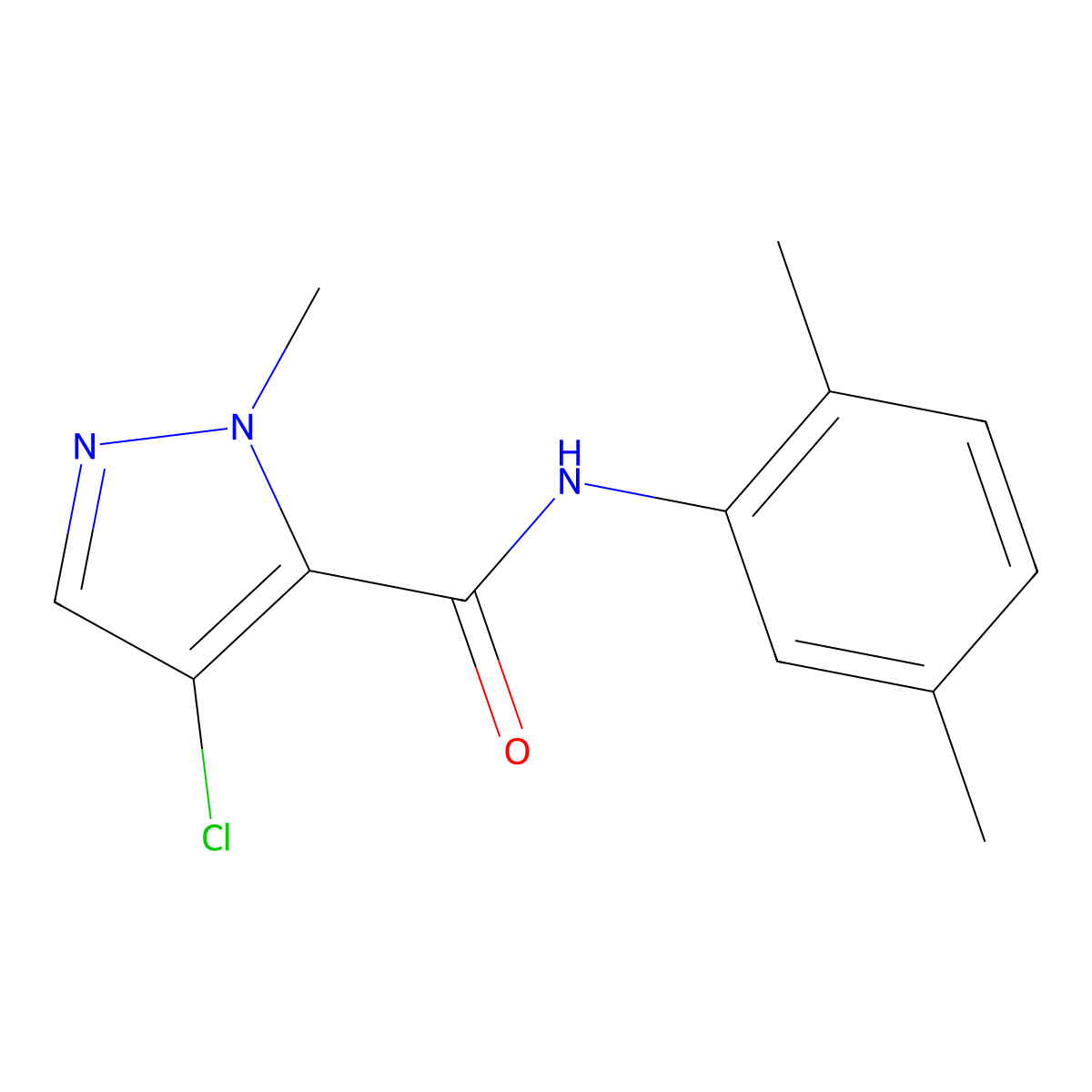 4-chloro-N-(2,5-dimethylphenyl)-1-methyl-1H-pyrazole-5-carboxamide molecular structure, CAS 489406-50-0