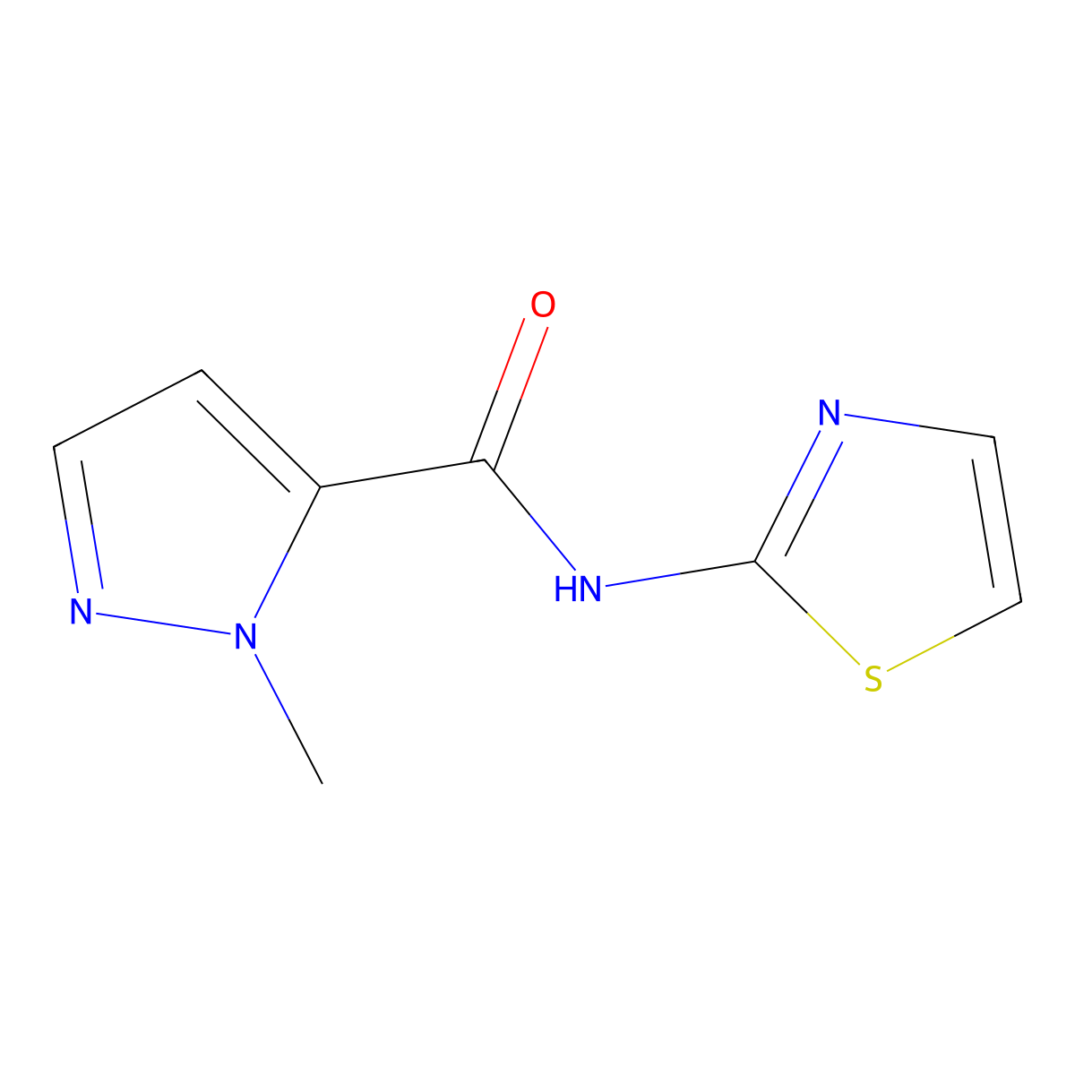2-methyl-N-(1,3-thiazol-2-yl)pyrazole-3-carboxamide molecular structure, CAS 489406-52-2