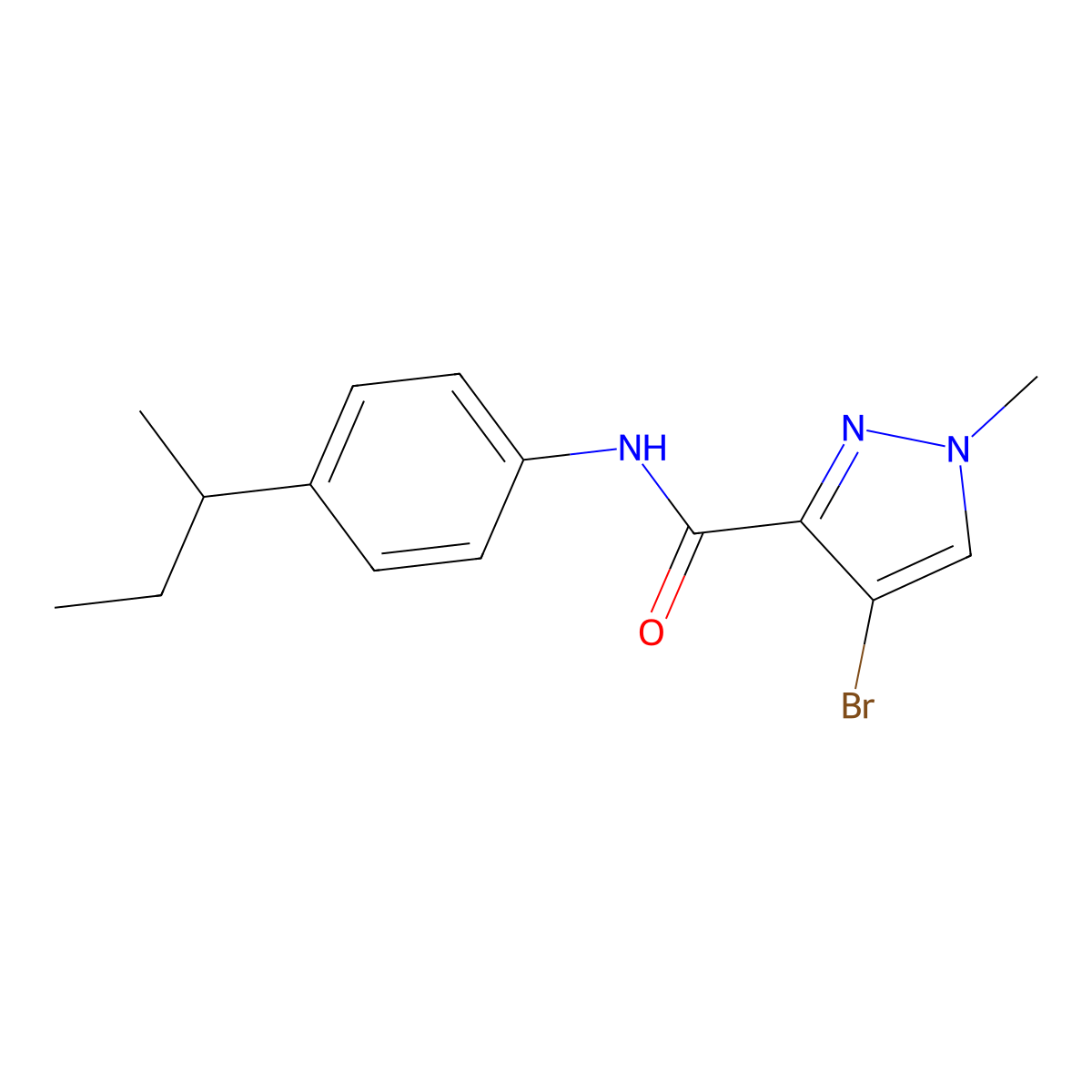 4-bromo-N-(4-butan-2-ylphenyl)-1-methylpyrazole-3-carboxamide molecular structure, CAS 489406-55-5