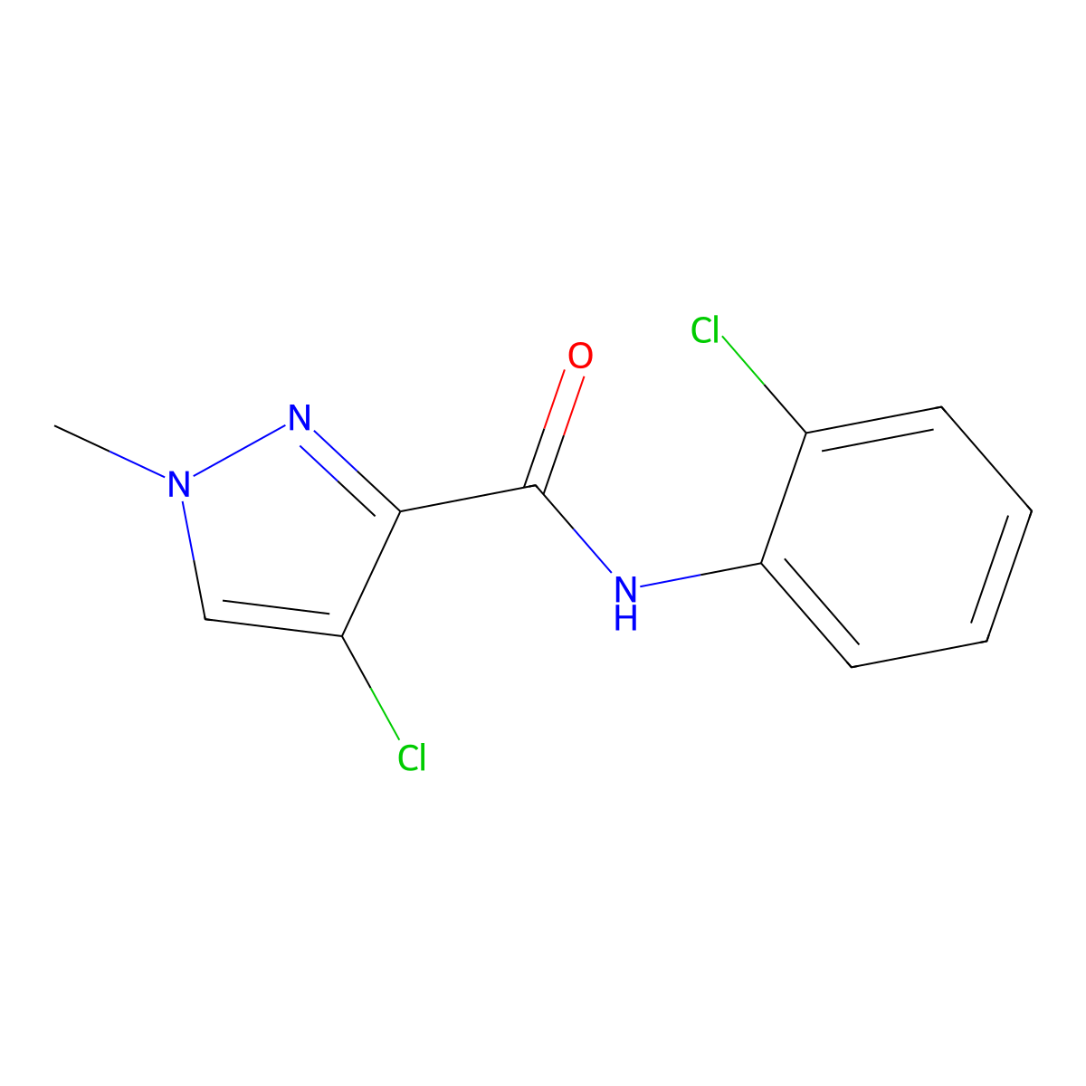 4-chloro-N-(2-chlorophenyl)-1-methyl-1H-pyrazole-3-carboxamide molecular structure, CAS 489406-56-6