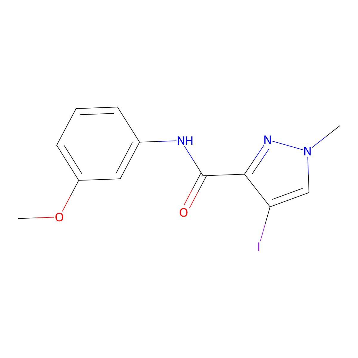 4-iodo-N-(3-methoxyphenyl)-1-methyl-1H-pyrazole-3-carboxamide molecular structure, CAS 489406-60-2