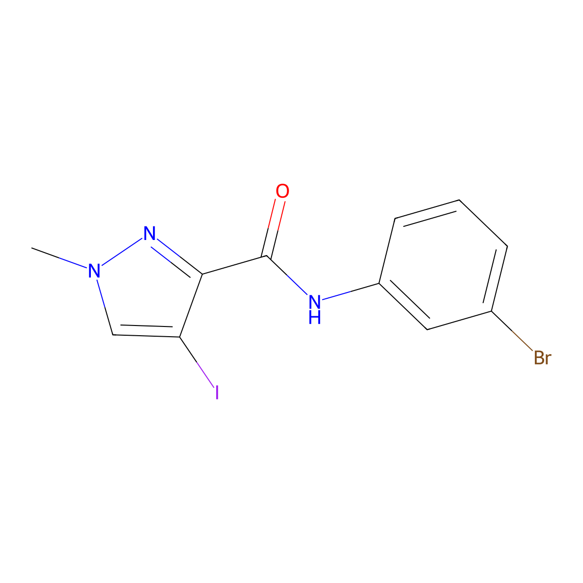 N-(3-bromophenyl)-4-iodo-1-methyl-1H-pyrazole-3-carboxamide molecular structure, CAS 489406-61-3