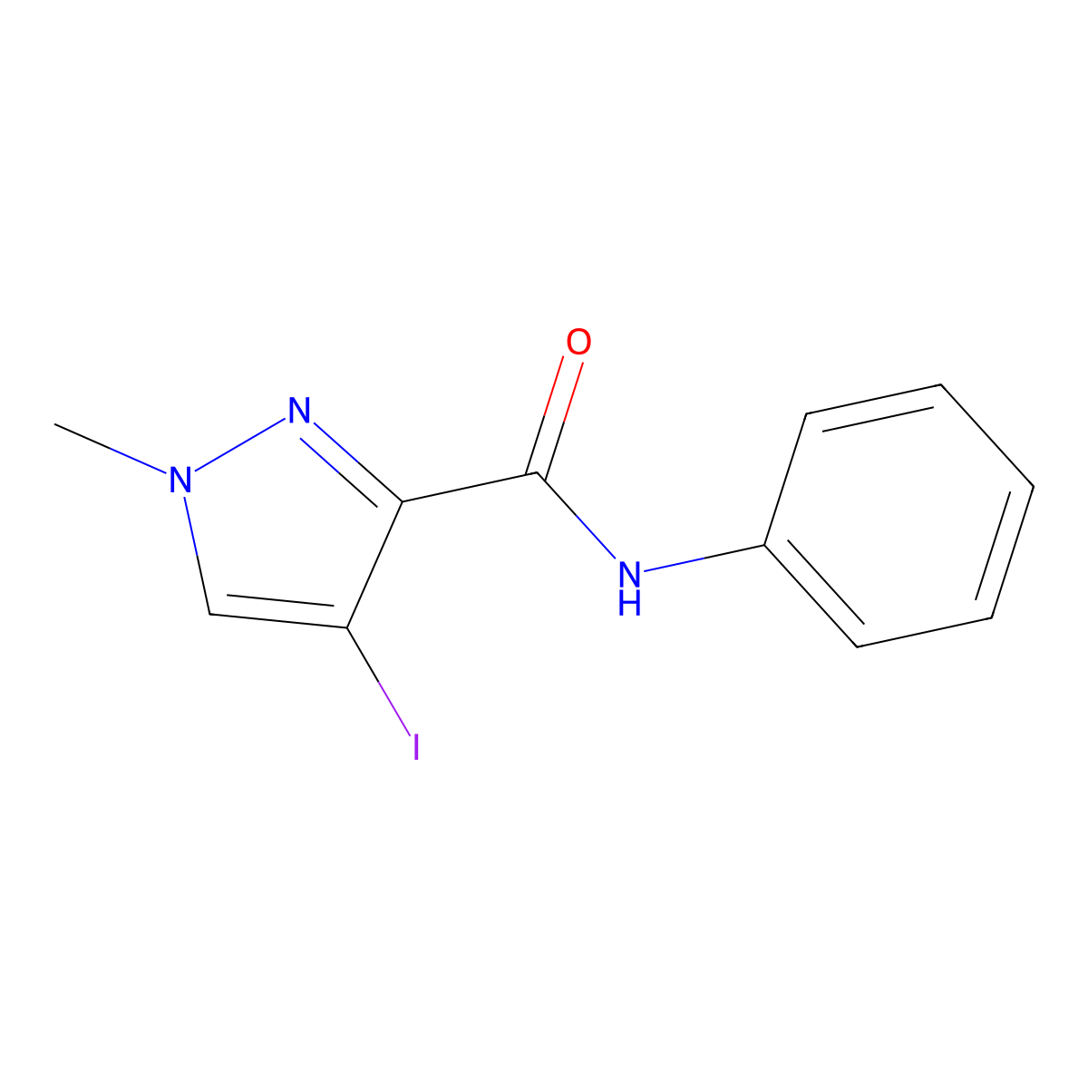 4-iodo-1-methyl-N-phenyl-1H-pyrazole-3-carboxamide molecular structure, CAS 489406-64-6