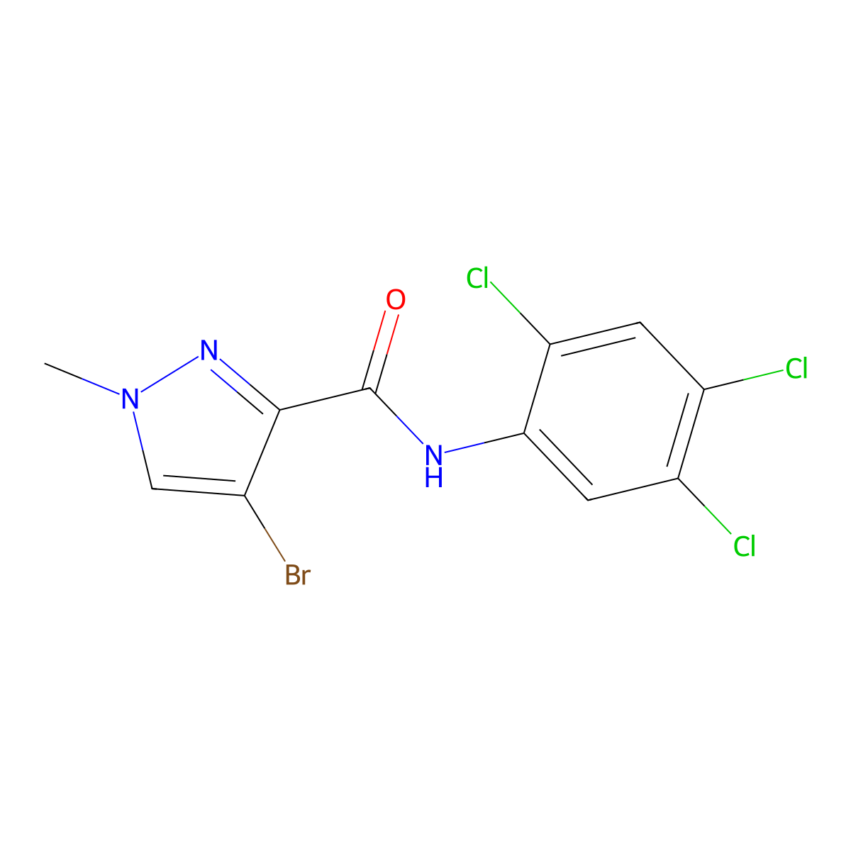 4-bromo-1-methyl-N-(2,4,5-trichlorophenyl)pyrazole-3-carboxamide molecular structure, CAS 489406-65-7