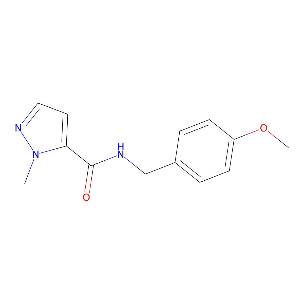 N-[(4-methoxyphenyl)methyl]-2-methylpyrazole-3-carboxamide molecular structure, CAS 489406-82-8