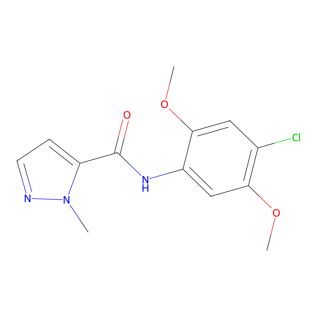 N-(4-chloro-2,5-dimethoxyphenyl)-1-methyl-1H-pyrazole-5-carboxamide molecular structure, CAS 489406-84-0