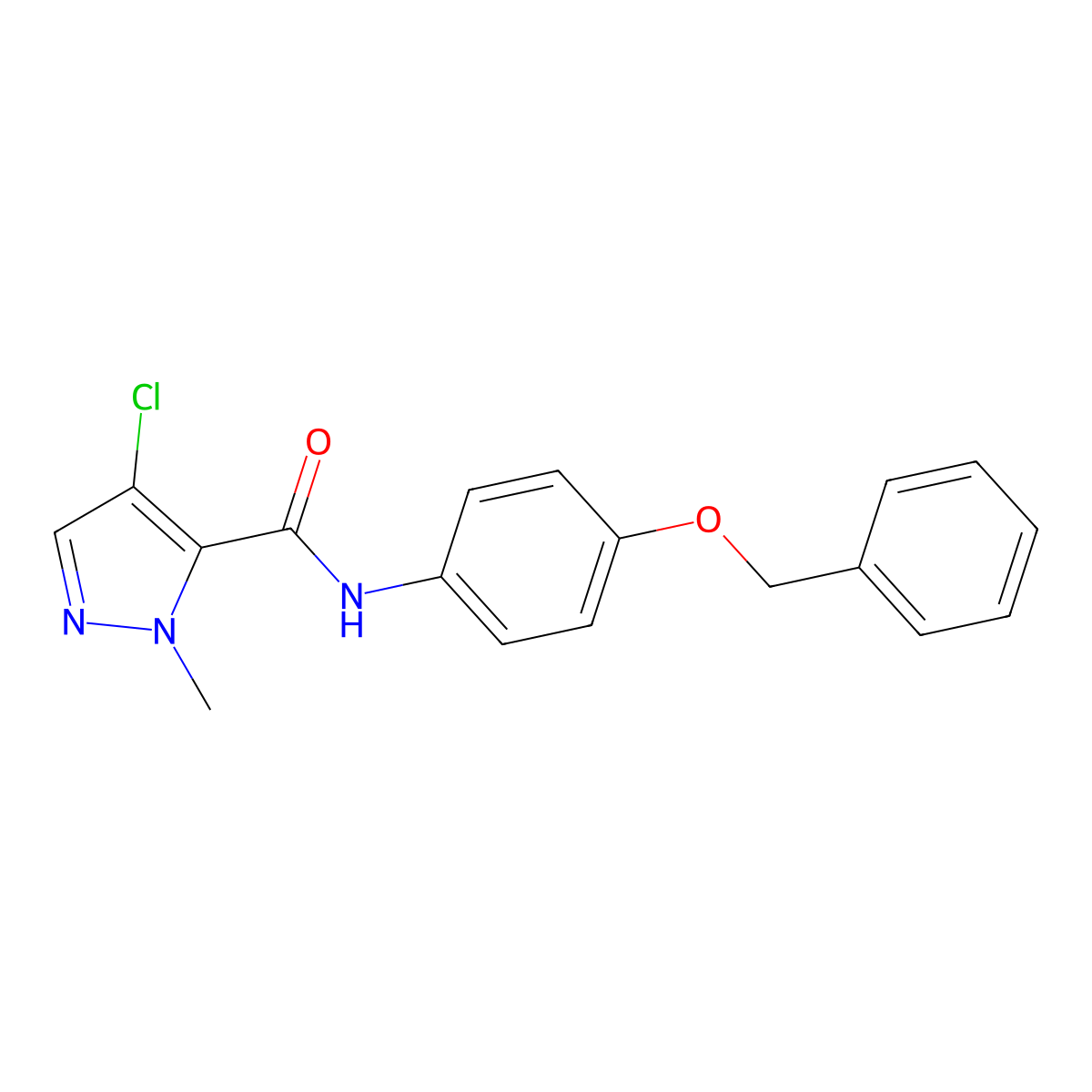 N-[4-(benzyloxy)phenyl]-4-chloro-1-methyl-1H-pyrazole-5-carboxamide molecular structure, CAS 489406-96-4