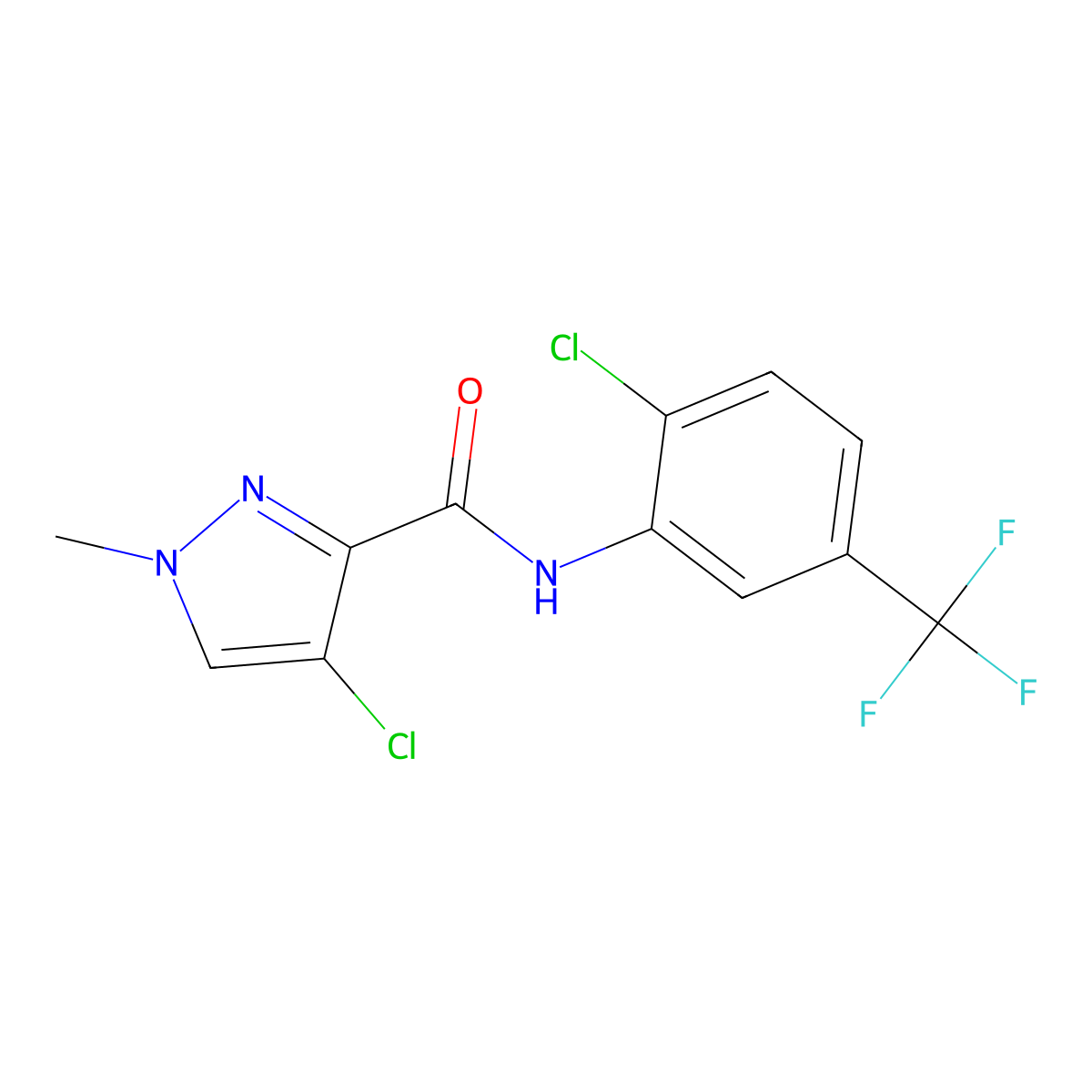 4-chloro-N-[2-chloro-5-(trifluoromethyl)phenyl]-1-methyl-1H-pyrazole-3-carboxamide molecular structure, CAS 489407-09-2