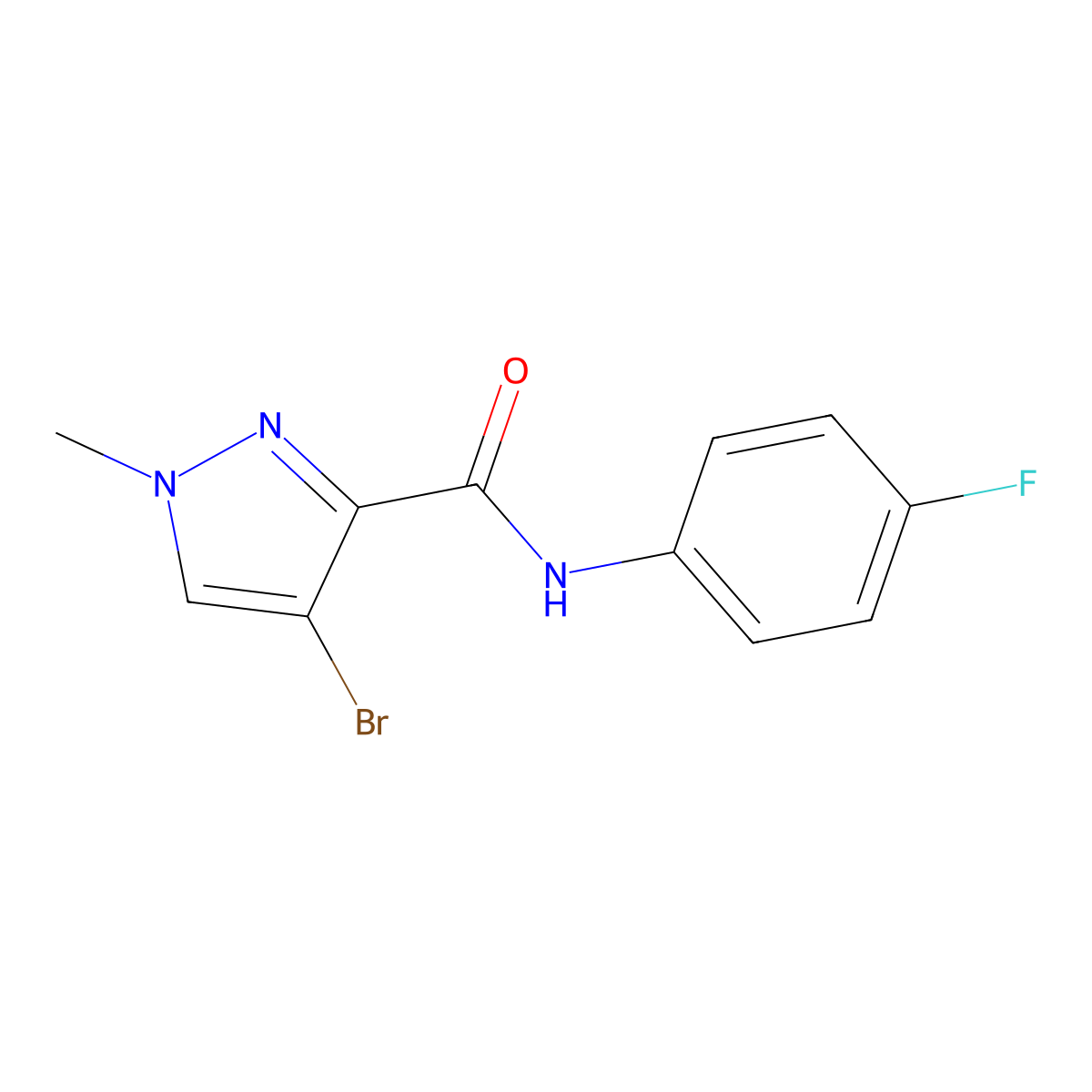 4-bromo-N-(4-fluorophenyl)-1-methyl-1H-pyrazole-3-carboxamide molecular structure, CAS 489407-11-6