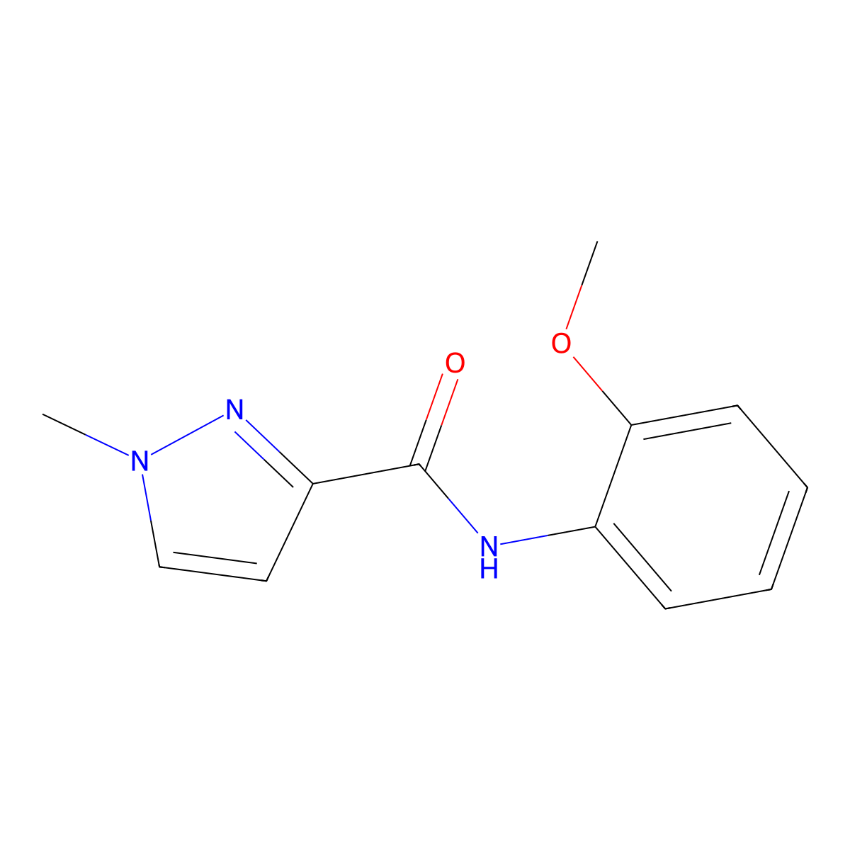 N-(2-methoxyphenyl)-1-methyl-1H-pyrazole-3-carboxamide molecular structure, CAS 489407-20-7