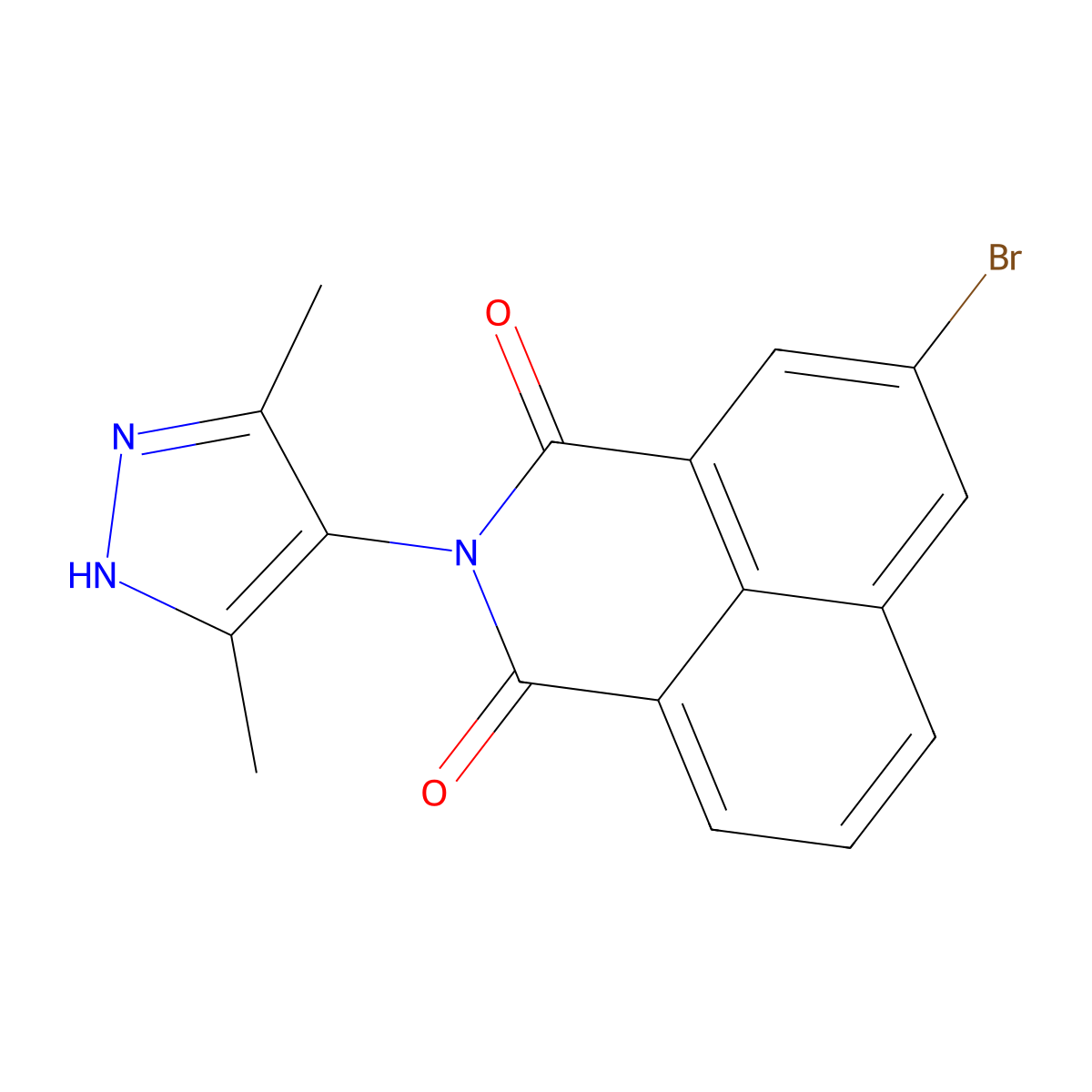5-bromo-2-(3,5-dimethyl-1H-pyrazol-4-yl)-1H-benzo[de]isoquinoline-1,3(2H)-dione molecular structure, CAS 489407-27-4