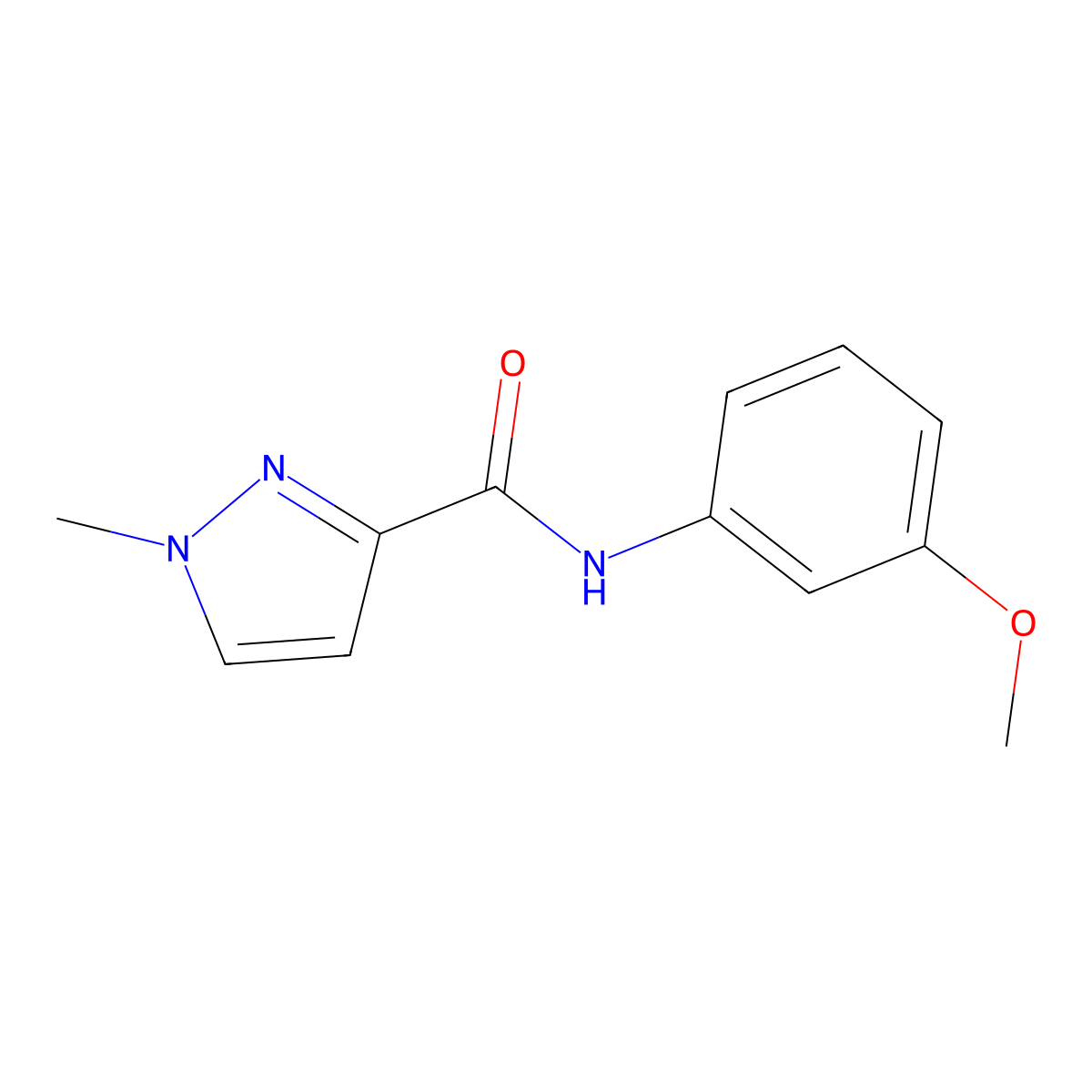 N-(3-methoxyphenyl)-1-methyl-1H-pyrazole-3-carboxamide molecular structure, CAS 489407-29-6