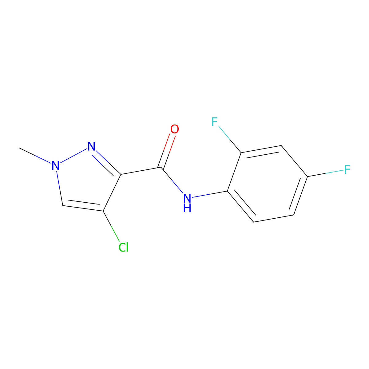 4-chloro-N-(2,4-difluorophenyl)-1-methyl-1H-pyrazole-3-carboxamide molecular structure, CAS 489407-46-7