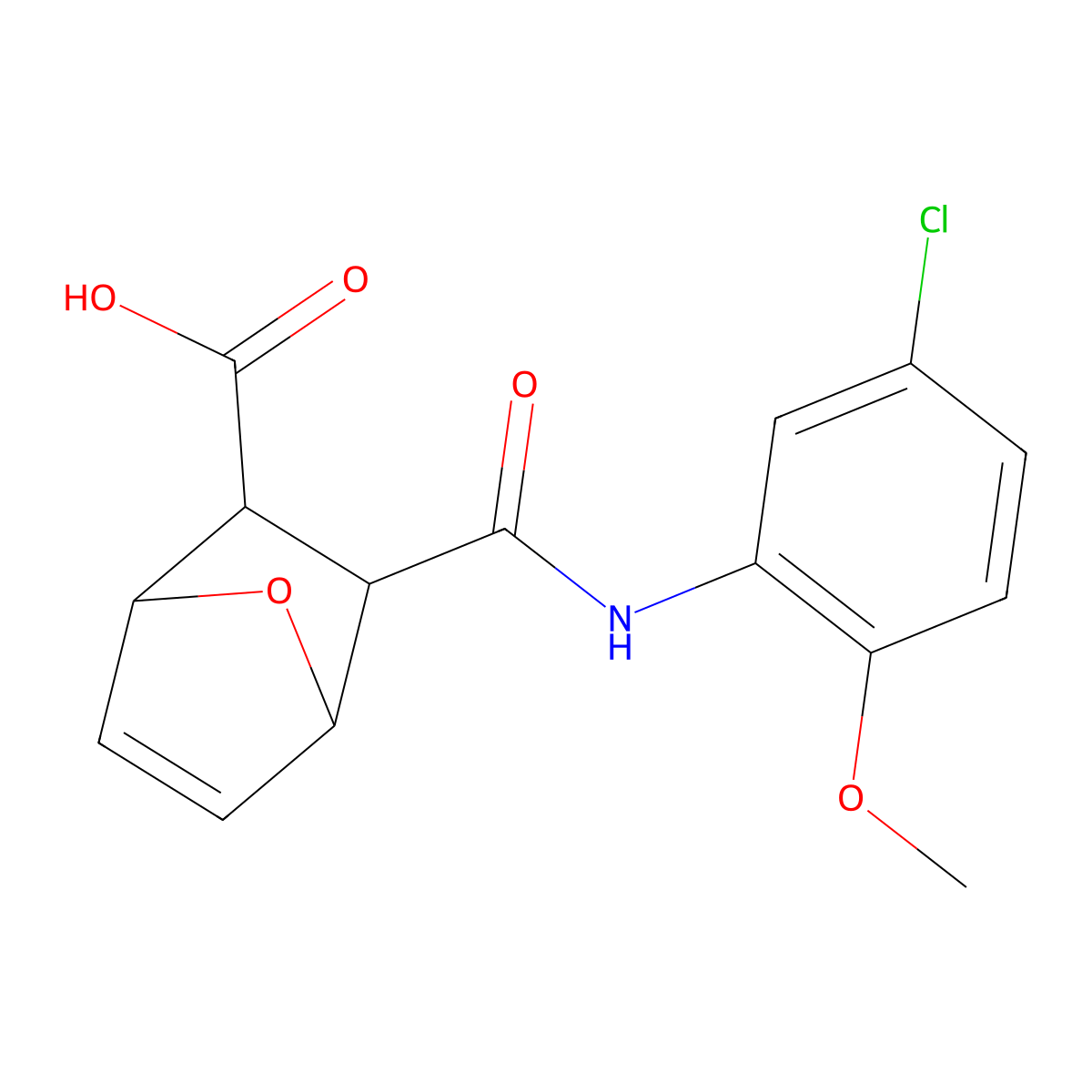 3-[(5-Chloro-2-methoxyanilino)carbonyl]-7-oxabicyclo[2.2.1]hept-5-ene-2-carboxylic acid molecular structure, CAS 489407-49-0