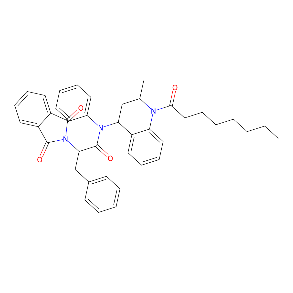 2-(1,3-dioxo-1,3-dihydro-2H-isoindol-2-yl)-N-(2-methyl-1-octanoyl-1,2,3,4-tetrahydro-4-quinolinyl)-N,3-diphenylpropanamide molecular structure, CAS 489407-51-4