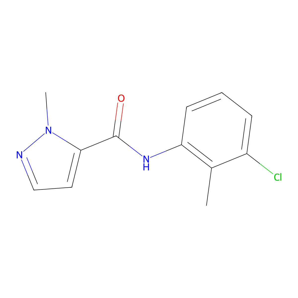 N-(3-chloro-2-methylphenyl)-2-methylpyrazole-3-carboxamide molecular structure, CAS 489407-57-0