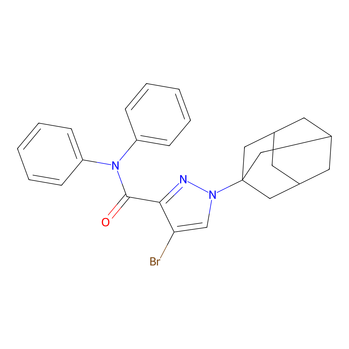 1-(1-adamantyl)-4-bromo-N,N-diphenylpyrazole-3-carboxamide molecular structure, CAS 489407-76-3